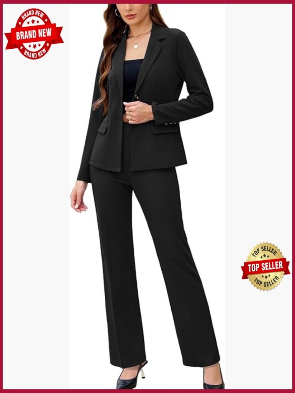 2 Piece Suits Women's Business Casual Outfits Long Sleeve Blazer Pant Suit Set